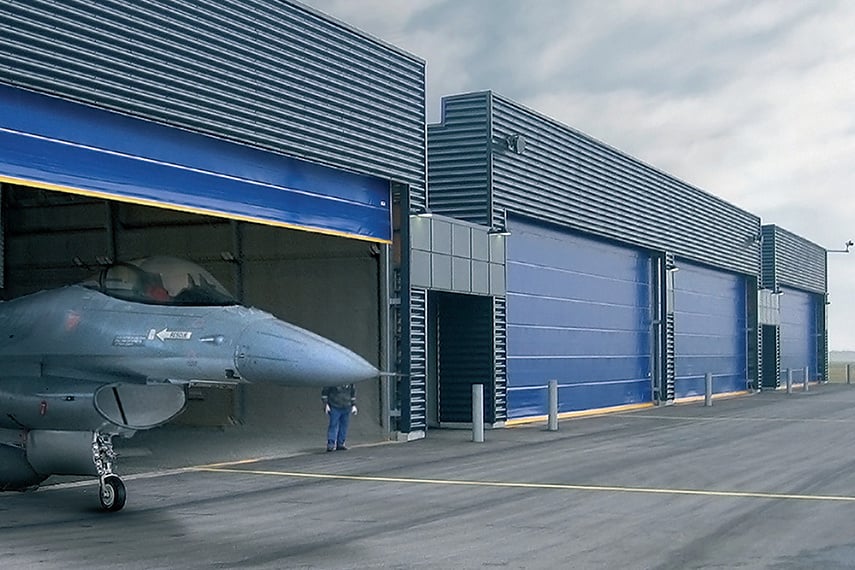 Fighter jet hangar doors